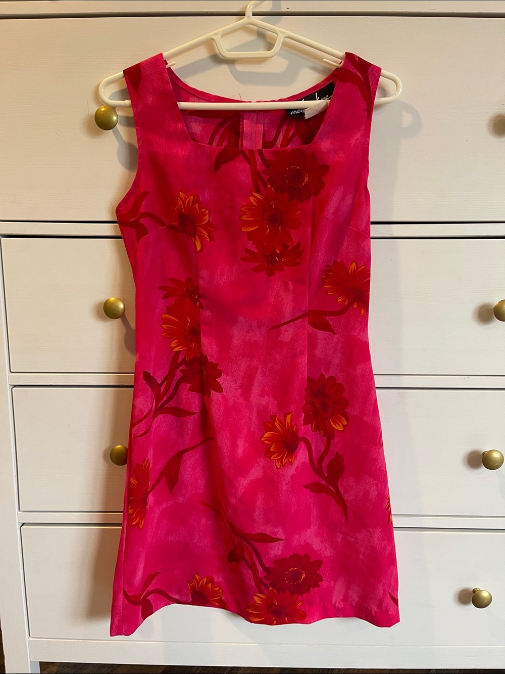 Bright Pink Floral Sleeveless Shift Dress